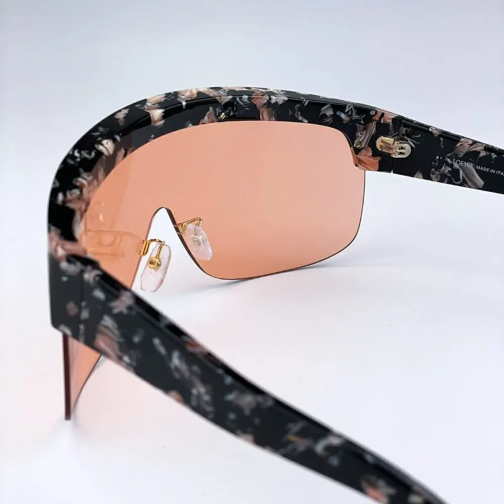 NEW Loewe LW40034U 55S Shiny Colour Havana Bordeaux Mask Shield Women Sunglasses